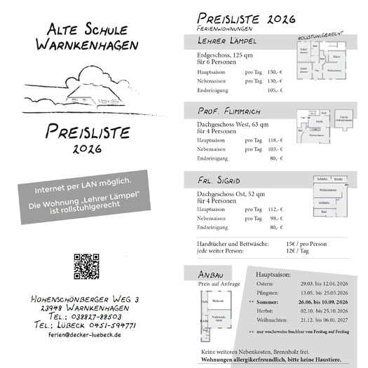 [Bild: Preisliste Ferienhaus 2026]